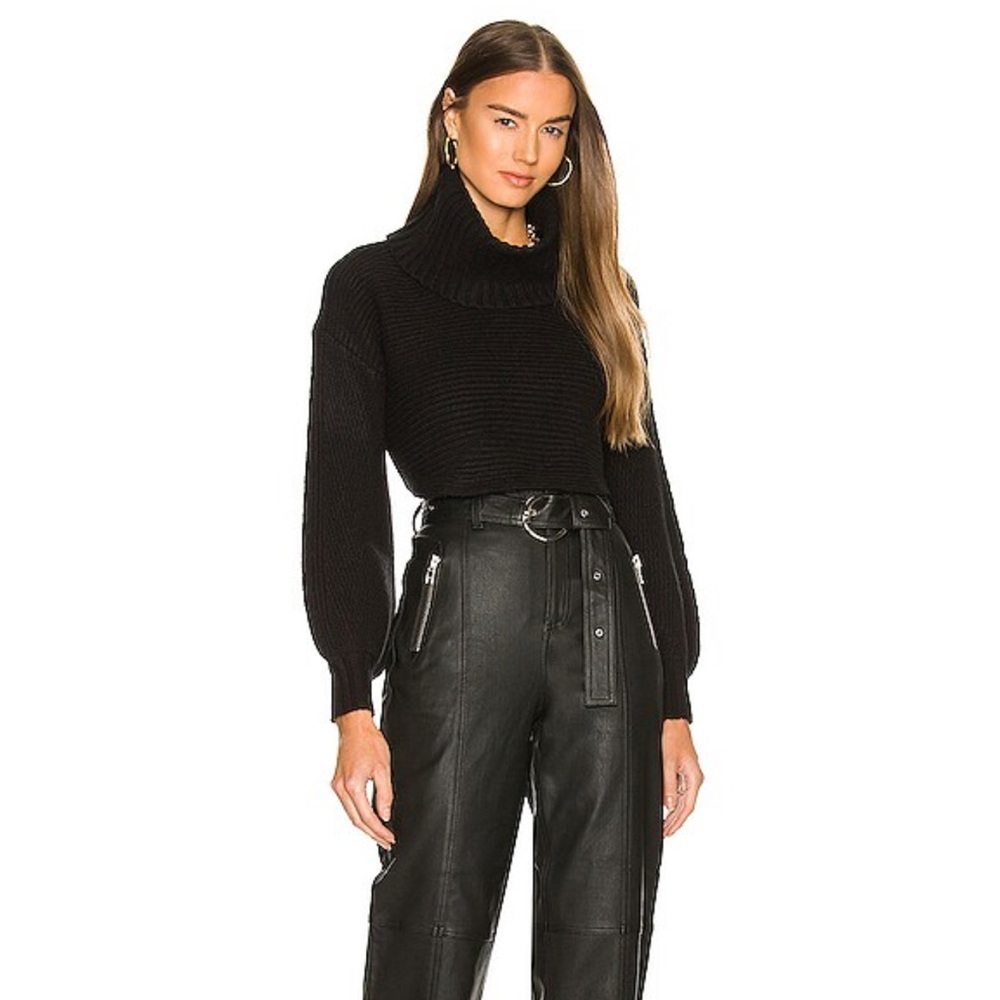 Revolve Safia Peek A Boo in Black Cropped Sweater Micheal Costello - Picture 4 of 7
